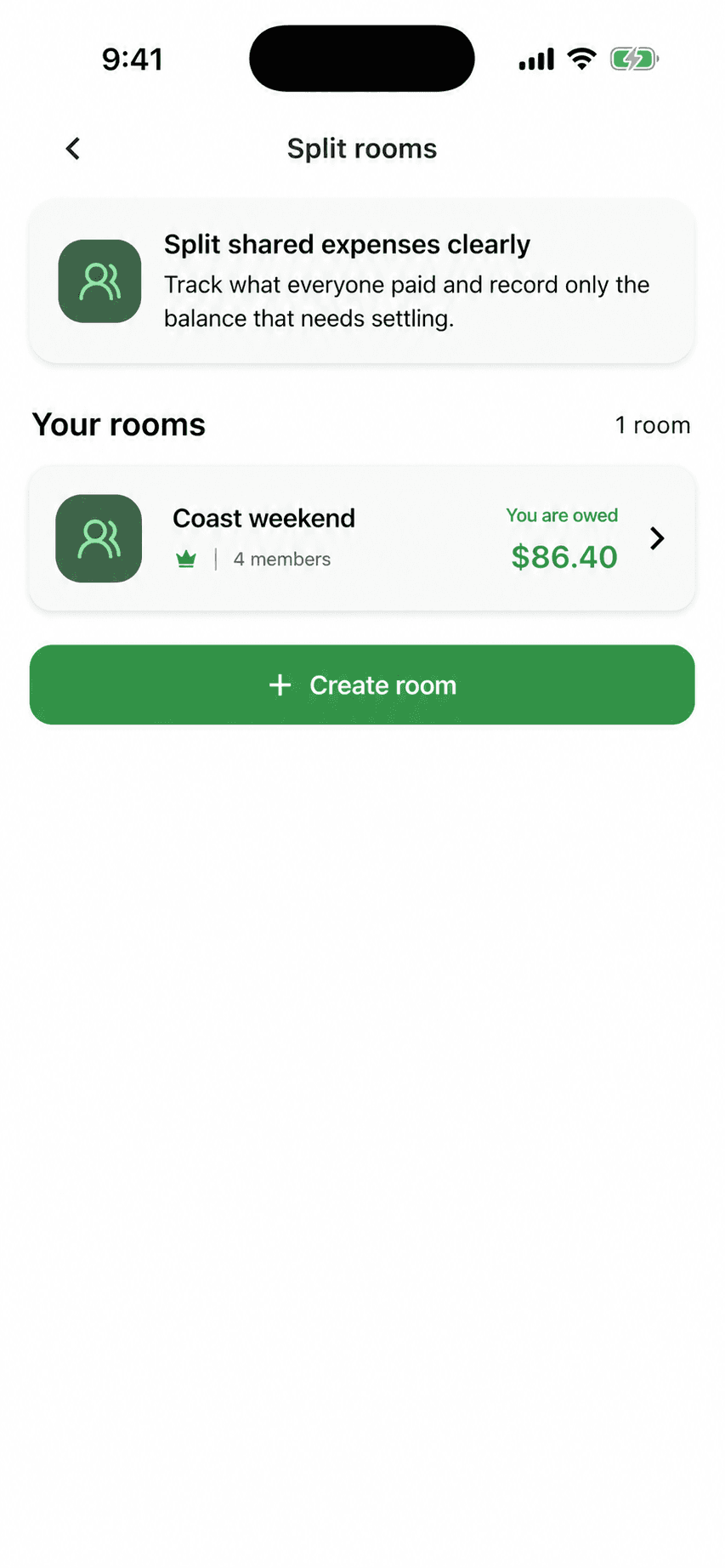 Split room demo for a fictional coast weekend